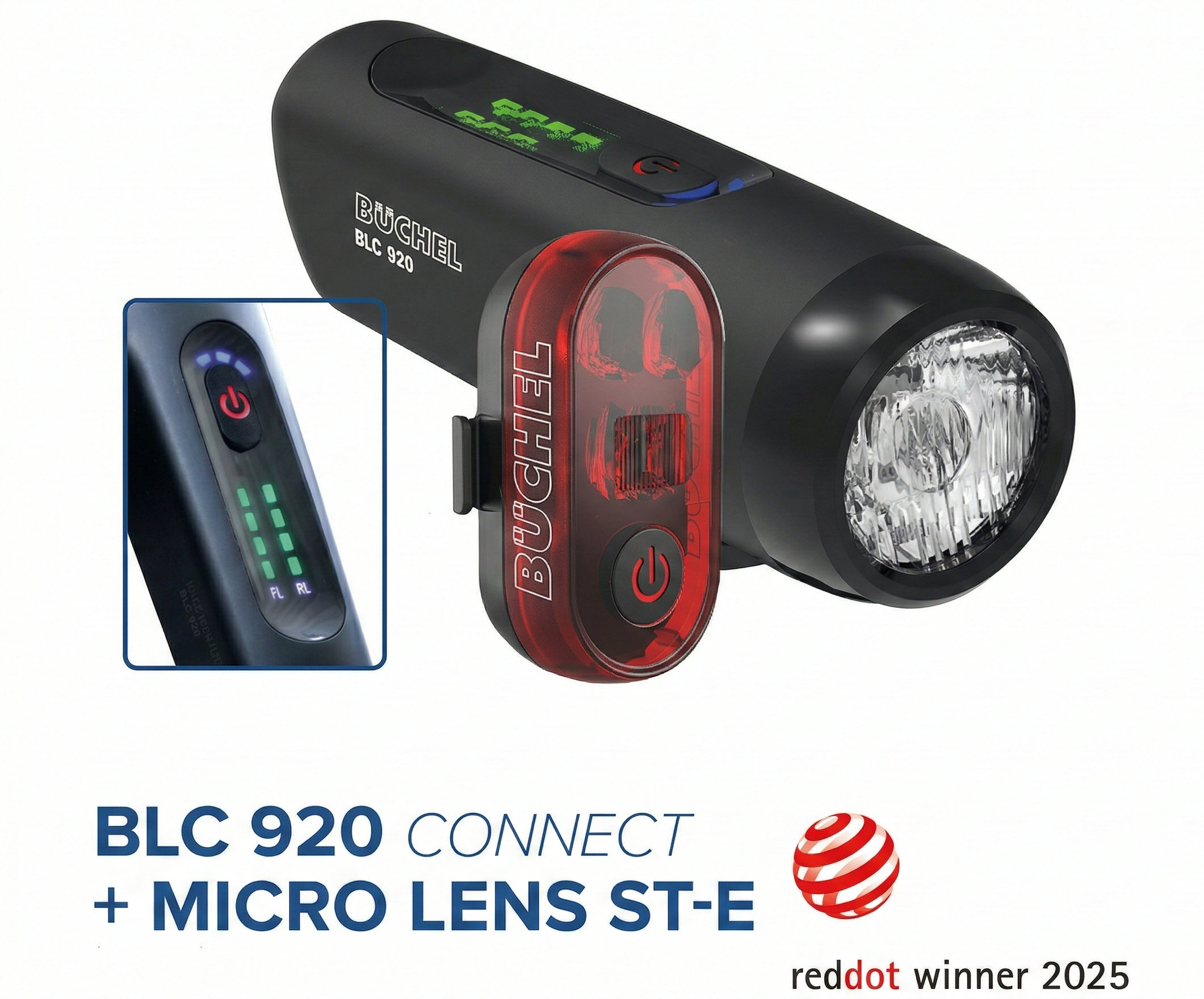 01427 Akku-Beleuchtungs-Set BLC920 + Micro Lens ST, 90 Lux, Frontleuchte + Rückleuchte, USB-C, LED
