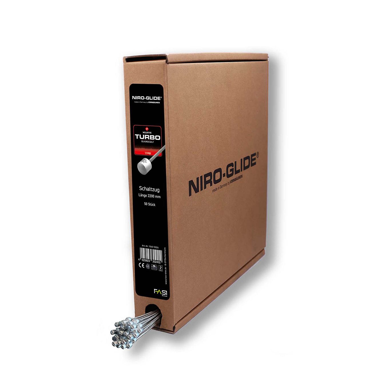 09322 Schalt-Innenzug, 1.1 x 2200, Niro-Glide TURBO, Edelstahl, WVP = 50er-Box