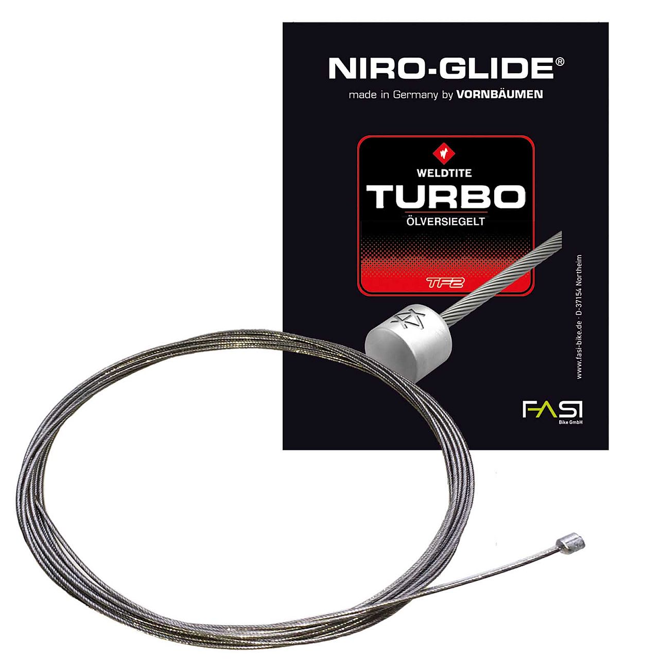 09321 Schalt-Innenzug, Niro-Glide TURBO (TF2 ölversiegelt), 2200 mm, Zylinder-Nippel 4x4, Edelstahl