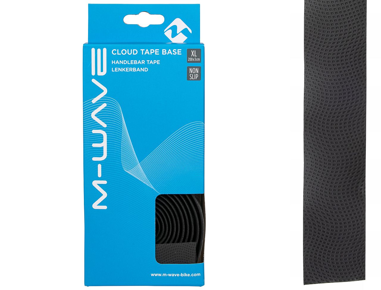 08352 Lenkerband Tape Base, Non Slip, rutschfest und griffig, 200 x 3 cm, Lenkerstopfen, schwarz