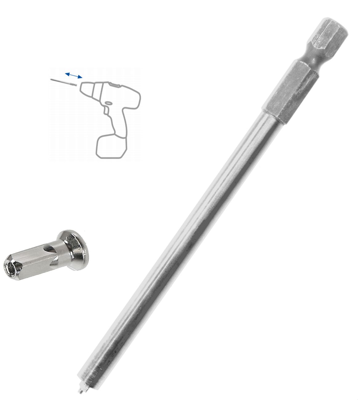32273 Speichennippeldreher-BIT, für Elektroschrauber, schnelles Ein-/ Ausdrehen von Speichennippel